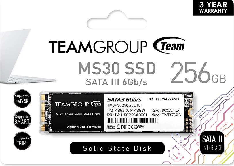 TEAMGROUP MS30 256GB con caché SLC 3D NAND TLC M.2 2280 SATA III 6Gb